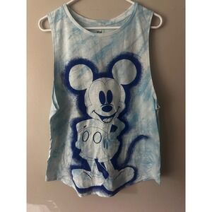 Disney Mickey Mouse Tie Dye Muscle Tank Top Blue White Graphic XL 15-17 Womens